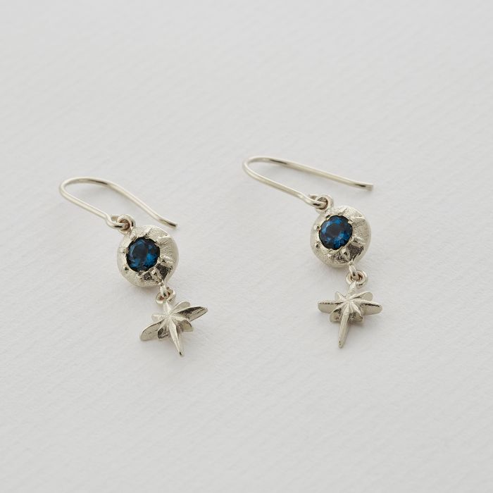 Alex Monroe - Guiding Star Blue Topaz Hook Earrings