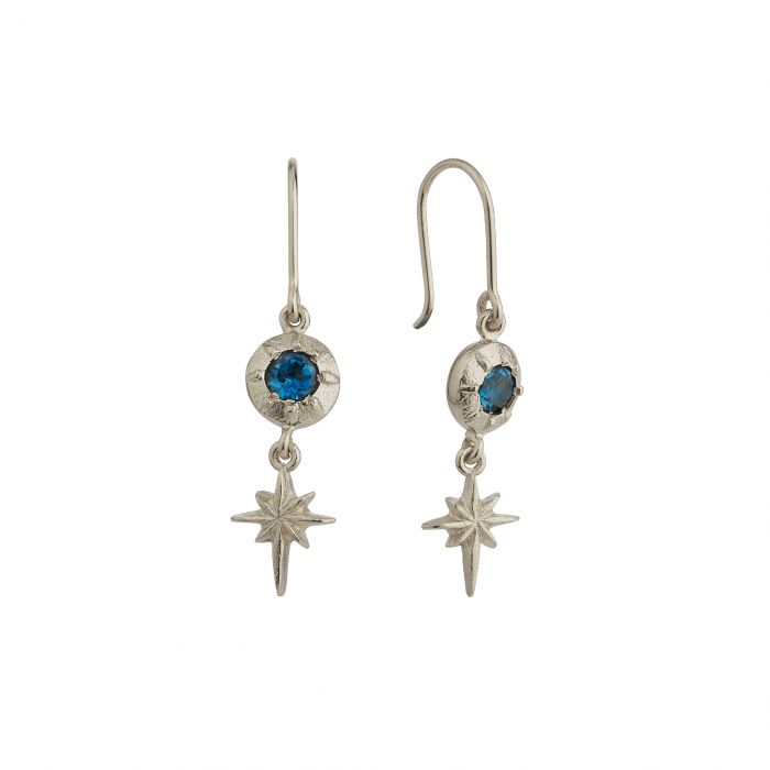 Alex Monroe - Guiding Star Blue Topaz Hook Earrings