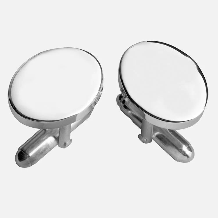 Carrs Plain Oval Sterling Silver Cufflinks