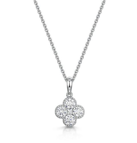 Bespoke Handmade Jewellery | 18ct White Gold Diamond Clover pendant 0.58ct