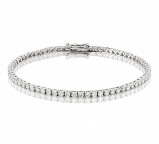 Bespoke Handmade Jewellery | 18ct White Gold Diamond Tennis Bracelet 3ct G/H SI