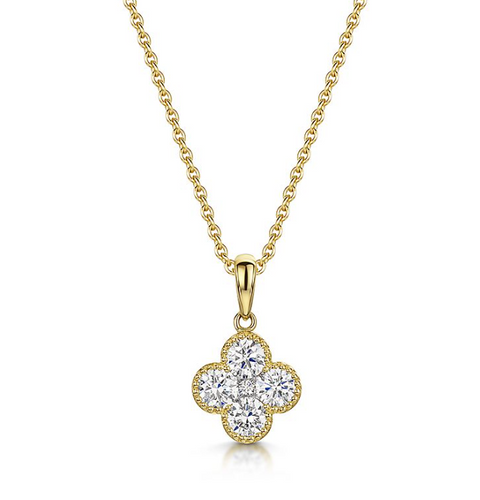 Bespoke Handmade Jewellery | 18ct Yellow Gold Diamond Clover pendant 0.25ct