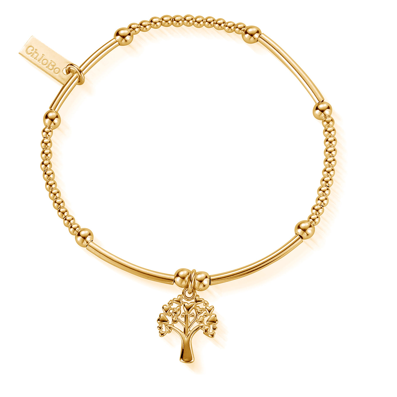 Chlobo | Cute Mini Heart Tree Of Life Gold Bracelet | GBCM775 | by Hooper Bolton