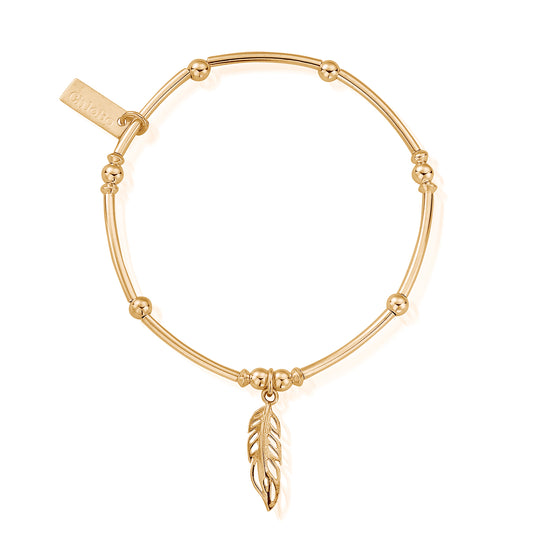 Chlobo | Mini Noodle Ball Filigree Feather Gold Bracelet | GBMNB1089 | Hooper Bolton UK