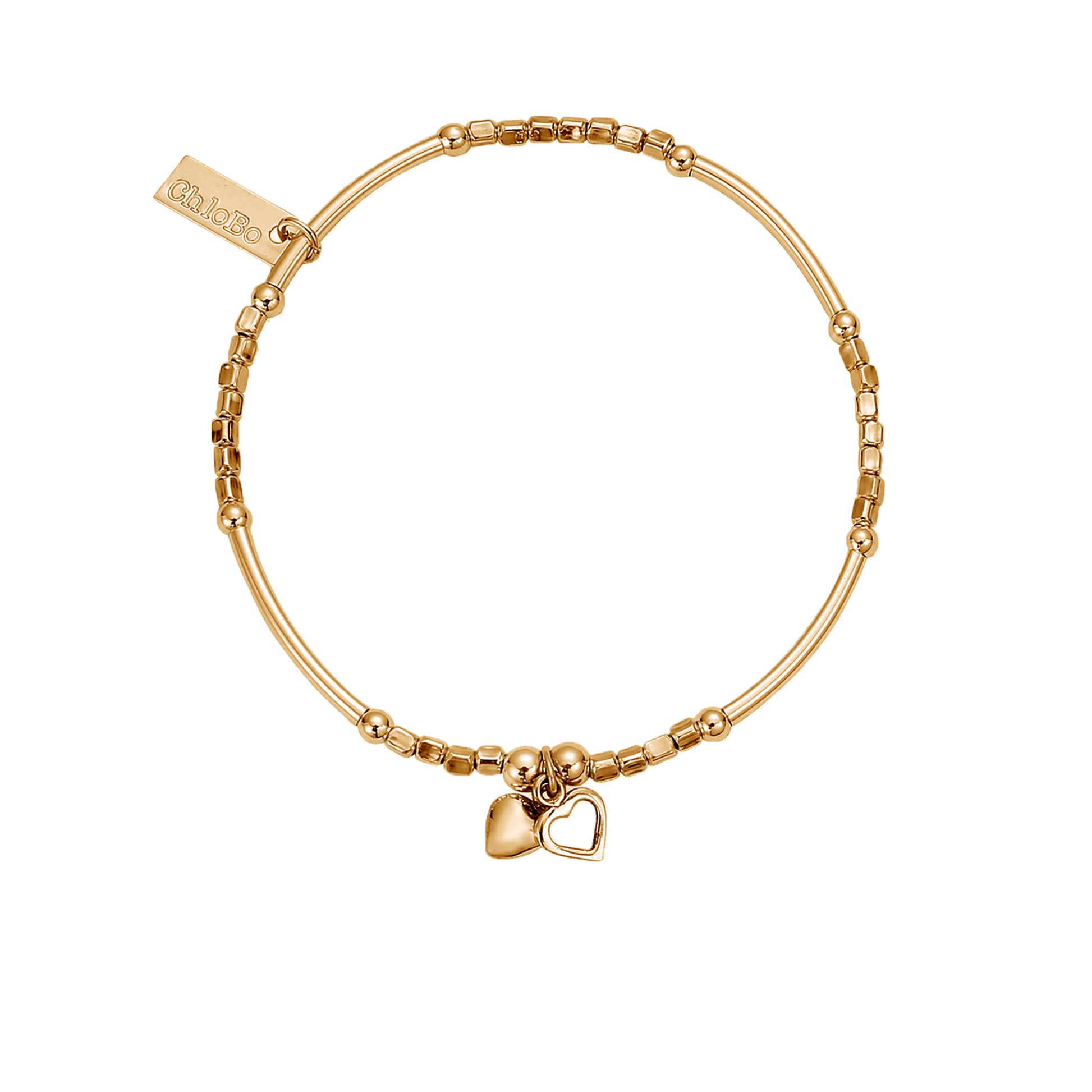 Chlobo | Mini Noodle Cube Double Heart Bracelet by Hooper Bolton UK