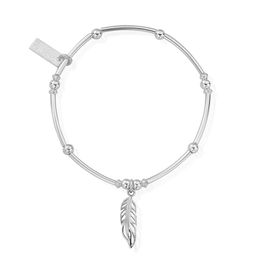 Chlobo | Mini Noodle Ball Filigree Feather Silver Bracelet | SBMNB570 | Hooper Bolton UK