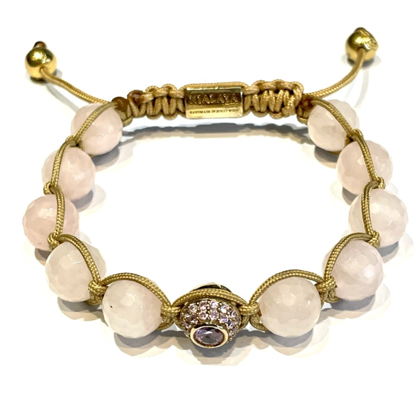 Nialaya Rose Quartz Bead Bracelet