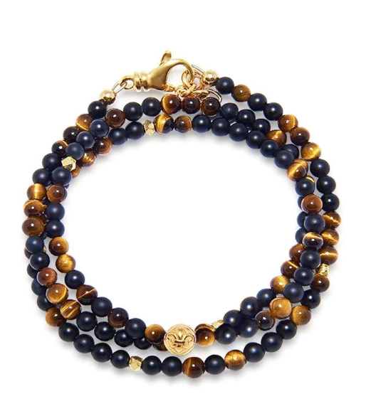 Nialaya The Mykonos Collection - Brown Tiger Eye, Matte Onyx, and Gold