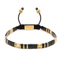 Load image into Gallery viewer, Nialaya Bracelet with Black and Gold Miyuki Tila Beads
