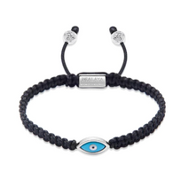 Load image into Gallery viewer, Nialaya Black String Bracelet with Silver Evil Eye
