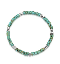 Load image into Gallery viewer, Nialaya Wristband with Turquoise Heishi Beads and Silver
