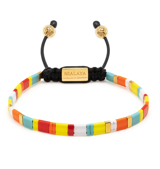 Nialaya Bracelet with Mixed Colours and Gold Miyuki Tila Beads