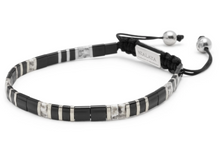 Load image into Gallery viewer, Nialaya Men&#39;s Bracelet with Black and Silver Miyuki Tila Beads
