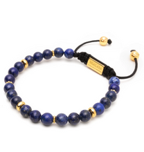 Load image into Gallery viewer, Nialaya Men&#39;s Beaded Bracelet with Blue Lapis and Gold
