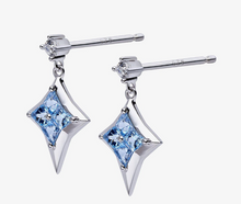 Load image into Gallery viewer, Fei Liu Star of Love Silver Kite Cut Blue Topaz Cubic Zirconia Drop Earrings
