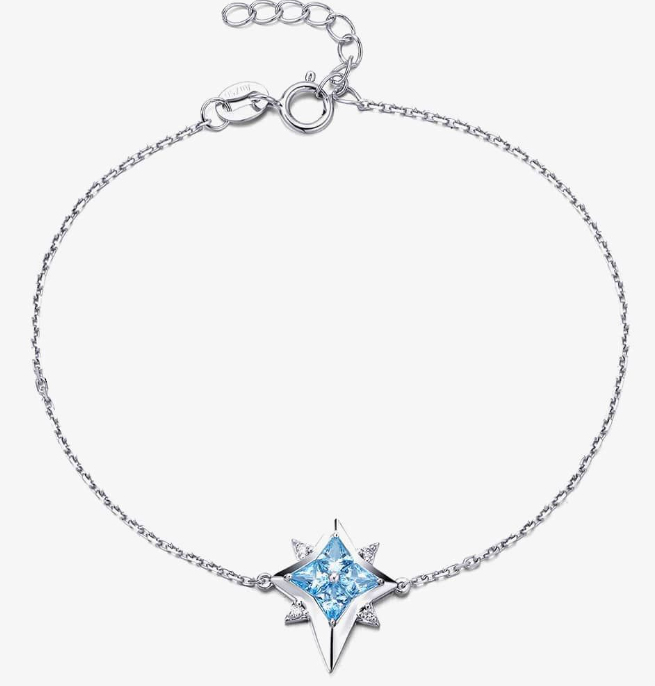 Fei Liu Star of Love Silver Kite Cut Blue Topaz Cubic Zirconia Bracelet