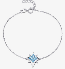 Load image into Gallery viewer, Fei Liu Star of Love Silver Kite Cut Blue Topaz Cubic Zirconia Bracelet
