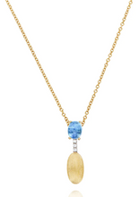 Load image into Gallery viewer, Nanis - &quot;AZURE&quot; GOLD, DIAMONDS AND LONDON BLUE TOPAZ DAINTY SHORT NECKLACE
