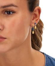 Load image into Gallery viewer, Nanis - &quot;AZURE&quot; GOLD, LONDON BLUE TOPAZ BOULES AND DIAMONDS SHORT EARRINGS
