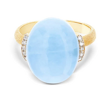 Load image into Gallery viewer, Nanis - &quot;AZURE&quot; GOLD, DIAMONDS AND MILKY AQUAMARINE RING (LARGE)
