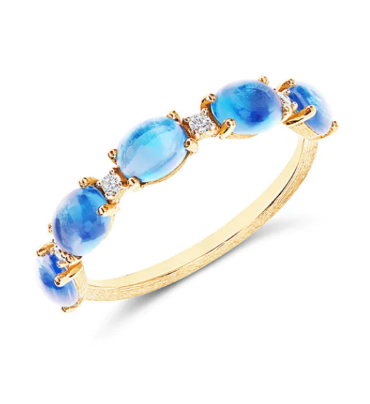 Nanis - "AZURE" GOLD, DIAMONDS AND LONDON BLUE TOPAZ BOULES RING