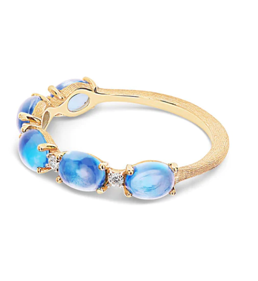 Nanis - "AZURE" GOLD, DIAMONDS AND LONDON BLUE TOPAZ BOULES RING