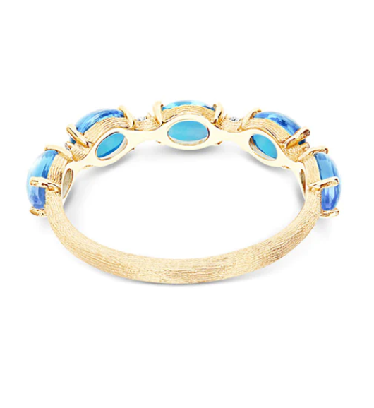 Nanis - "AZURE" GOLD, DIAMONDS AND LONDON BLUE TOPAZ BOULES RING