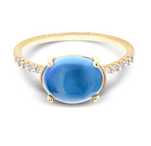 Load image into Gallery viewer, Nanis - &quot;AZURE&quot; GOLD, DIAMONDS AND LONDON BLUE TOPAZ RING (LARGE)
