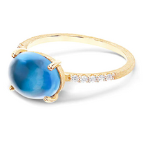 Load image into Gallery viewer, Nanis - &quot;AZURE&quot; GOLD, DIAMONDS AND LONDON BLUE TOPAZ RING (LARGE)
