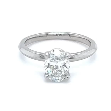 CERTIFIED PLATINUM OVAL DIAMOND ENGAGEMENT RING 1.00ct