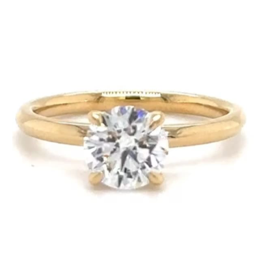 CERTIFIED 18ct YELLOW GOLD ROUND DIAMOND HIDDEN HALO ENGAGEMENT RING 1.25ct