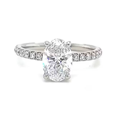CERTIFIED PLATINUM OVAL DIAMOND HIDDEN HALO AND DIAMOND BAND ENGAGEMENT RING 1.25ct