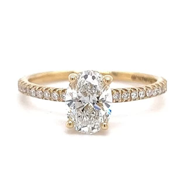 CERTIFIED 18ct GOLD OVAL DIAMOND HIDDEN HALO AND DIAMOND BAND ENGAGEMENT RING 1.25ct