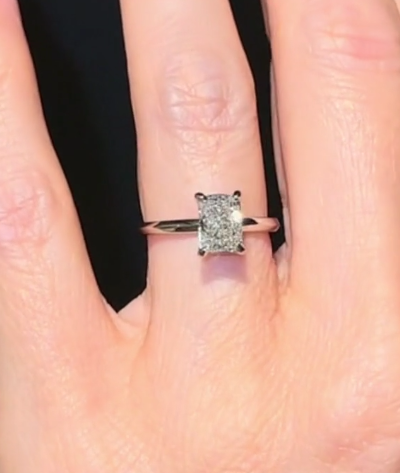CERTIFIED PLATINUM LAB GROWN DIAMOND RADIANT CUT  ENGAGEMENT RING WITH HIDDEN HALO 1.20ct