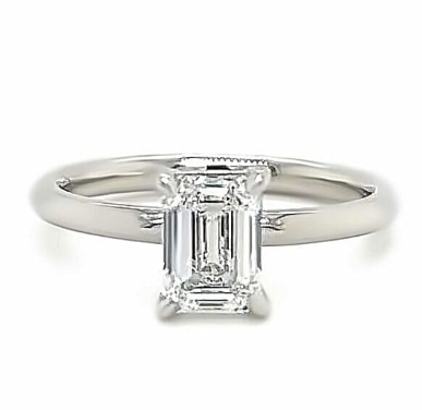 CERTIFIED PLATINUM  LAB GROWN DIAMOND EMERALD CUT ENGAGEMENT RING  1.00ct