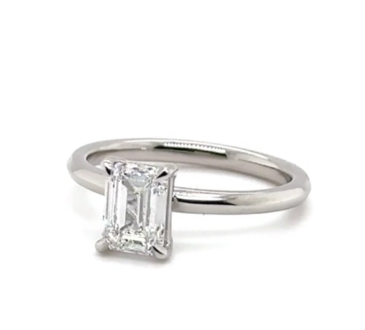 CERTIFIED PLATINUM  LAB GROWN DIAMOND EMERALD CUT ENGAGEMENT RING  1.00ct