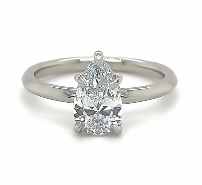 CERTIFIED PLATINUM PEAR DIAMOND ENGAGEMENT RING 1.00ct