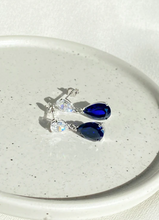 Load image into Gallery viewer, CARAT LONDON ARABELLA SAPPHIRE EARRINGS 9K WHITE GOLD

