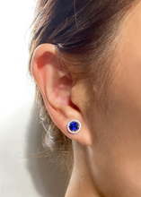 Load image into Gallery viewer, CARAT LONDON GWEN SAPPHIRE BLUE STUDS WHITE GOLD PLATED

