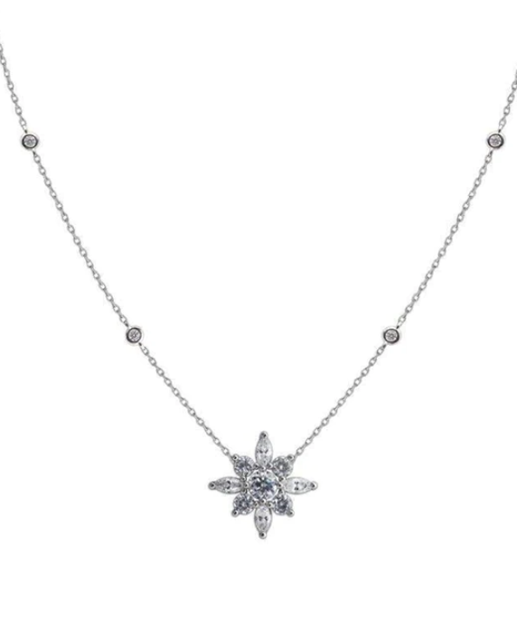 CARAT LONDON CAMELIA NECKLACE WHITE GOLD PLATED