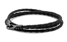 Load image into Gallery viewer, Nialaya Men&#39;s Black Wrap Around Leather Bracelet
