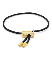 Load image into Gallery viewer, Nialaya Men&#39;s Black String Bracelet with Adjustable Gold Lock
