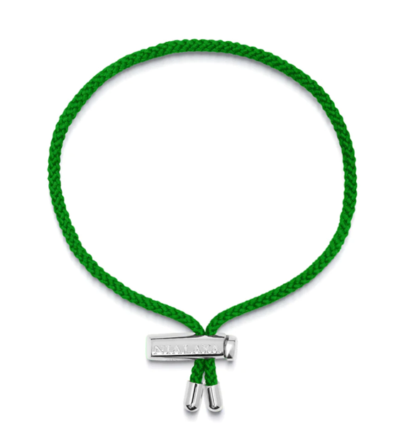 Nialaya Men's Green String Bracelet with Adjustable Silver Lock