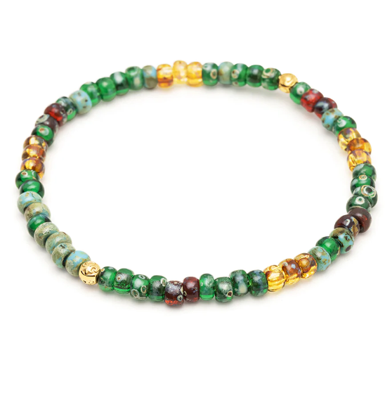 Nialaya Wristband with Green Japanese Miyuki Beads
