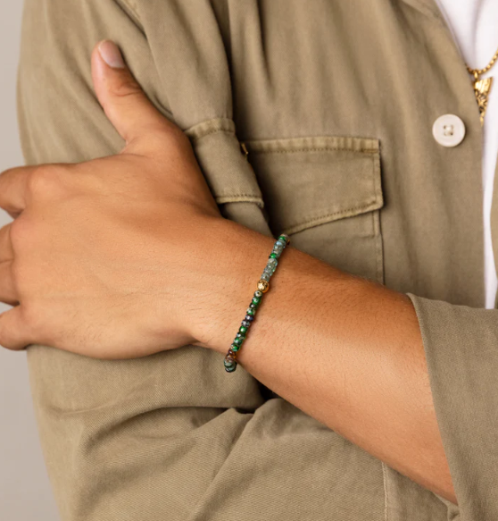 Nialaya Wristband with Green Japanese Miyuki Beads