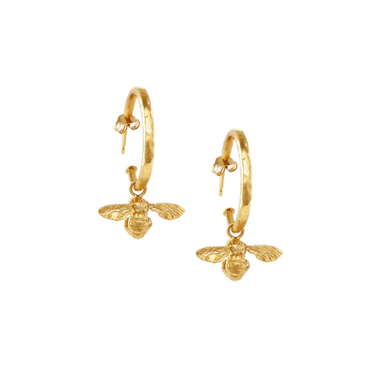 Catherine Zoraida Gold Little Bee Hammered Hoop Earrings