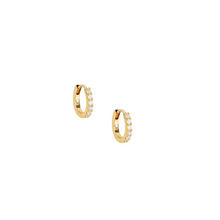 Load image into Gallery viewer, Catherine Zoraida Gold Glitter Huggie Hoop Earrings
