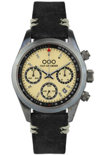 Load image into Gallery viewer, OUT OF ORDER WATCH CREAM SPORTY CRONOGRAFO - BLACK LEATHER STRAP
