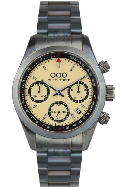 OUT OF ORDER WATCH CREAM SPORTY CRONOGRAFO - STAINLESS STEEL