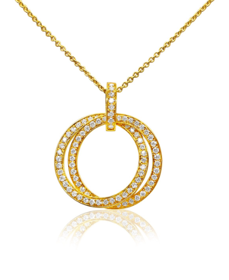 18ct Yellow Gold Diamond Circle Pendant 0.39ct